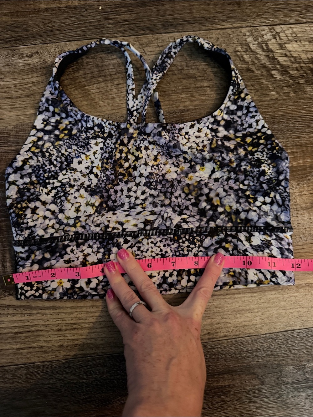 lululemon athletica Floral Crossback Sports Bra - Black, White & Yellow